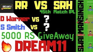 RR vs SRH 45th match ipl dream11 team prediction HOTSTAR VIVO IPL 2019 indus games & fanfight team