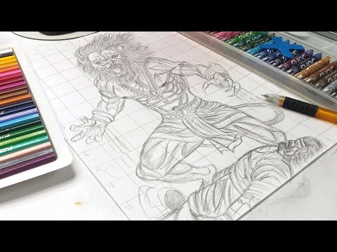 Narasimha Drawing: Mythological Scenes Pencil Sketch Tutorial/Mahavatar Narsimha Movie Inspired Art