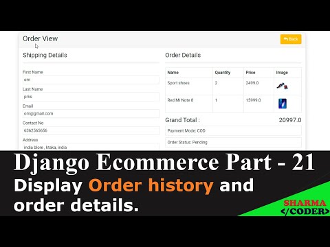 Django Ecommerce Part 21 | Display orders and view order details in user dashboard | Order History