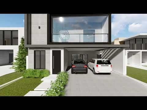 Projeto Arquitetura Casa Sobrado 245m2 - Terreno Plano 10x25m - Moderno - Condomínio Fechado