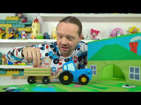 Синий трактор vlog - Маленький большой или средний - Гараж домик для игрушек