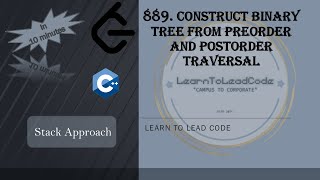 YouTube video 'Construct Binary Tree from Preorder and Postorder Traversal | Leetcode 889'