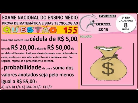 CURSO MATEMÁTICA ENEM 2016 QUESTÃO 155 PROVA ROSA RESOLVIDA EXAME NACIONAL ENSINO MÉDIO 2ª Aplicação