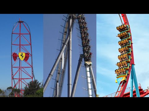 Every Roller Coaster at Port aventura World and Ferrari Land. In Spain. All in first row