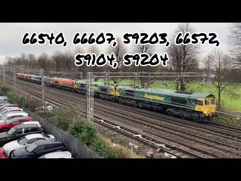 Freightliner Convoy with 66540 leading 66507, 59203, 66572,  59104, 59204 & 59202