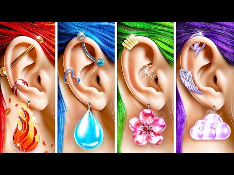 Vier Elemente Einfarbige MakeOver Challenge / Feuer, Erde, Wasser, Luft Mädchen!