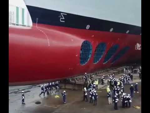 The huge Symphony of The Seas in dry dock