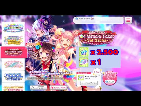 BangDream! [EN] (Bandori) – “4* Miracle Ticket ~ 2nd Anniversary” Gacha (2500 Stars)