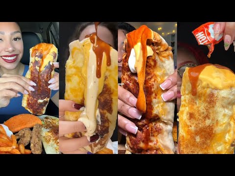 TIKTOK TACO BELL MUKBANG COMPILATION CHEESY BURRITO FRIES SUPREME CRUNCHWRAP HARDSHELL TACO