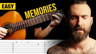 MEMORIES Guitar Tutorial | EASY TABS | Maroon 5