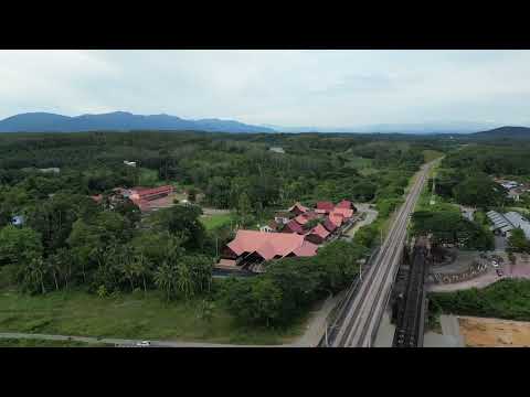 village river bridge trees mountains sky clouds