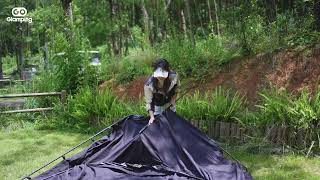【GOGlamping】女性でも簡単！CABINロッジテントの設営手順を詳しく紹介【初心者OK】