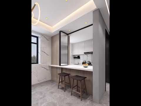 small open kitchen with living room