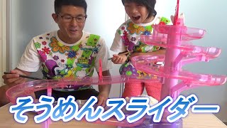 めっちゃ楽しい♪　そうめんスライダー　ナイトプール　そうめんに逃げられる!!