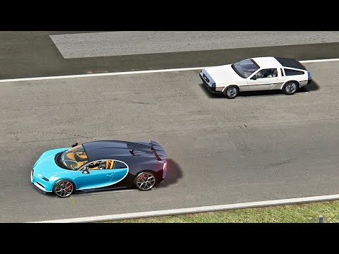 Bugatti Chiron vs DeLorean Back To The Future -  Monza