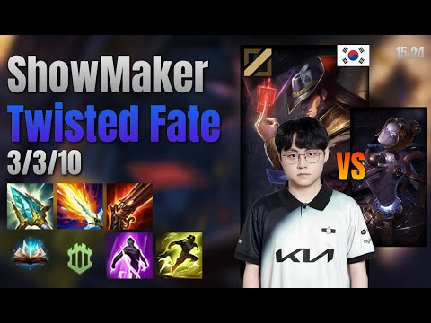 ShowMaker Mid Twisted Fate vs Orianna lol KR solo rank Full Game 15.24 | 쇼메이커 트위스티드 페이트 vs 오리아나