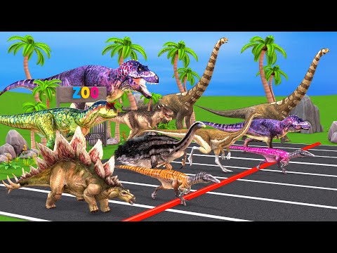 The Great Dinosaur Running Race | Cartoon Mega Animal Race - Dinosaurs Speed Race Run