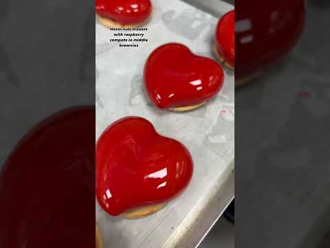 Hezel nut mousse with brownies in middle raspberry compote #food #cake #chocolate #foodie #dessert $