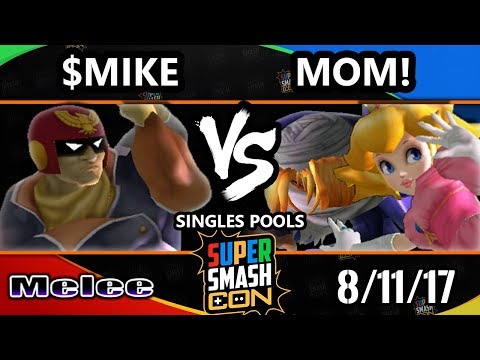 Smash Con 2017 SSBM - $Mike (Captain Falcon) Vs. MOM! (Peach, Sheik) Smash Melee Pools
