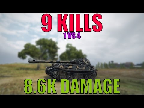 World of Tanks - VK 45.02 (P) Ausf. B - 9 Kills - 8600 Damage - Epic battle 1 VS 4