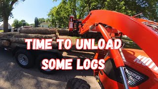 Unloading Ash Logs with the Kioti DK5320 SE | Firewood Lot Action