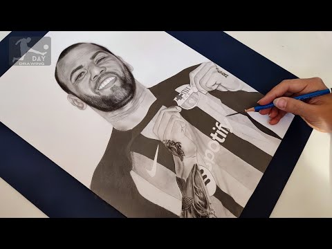 Drawing Dani Alves bye to Barcelona 2022 || photorealistic design Dani Alves 2022