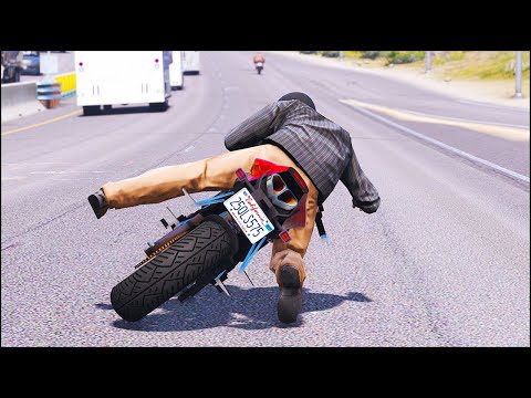 GTA 5 Crazy Motorcycle Crashes Episode 08 (Euphoria Physics Showcase)