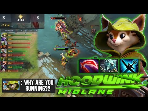 How Hoodwink Mid fight Primal Mid and 4 STR enemies | Dota 2