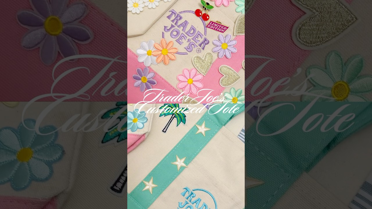 アメリカで人気トレジョトート💕 超簡単でかわいいDIY✨ Super easy with iron on patches! #traderjoes #diy #トレダージョーズ #cute