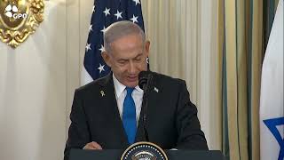 PM Netanyahu's Statement with President Trump in the White House (עדכוני משרד ראש הממשלה) - התמונה מוצגת ישירות מתוך אתר האינטרנט יוטיוב. זכויות היוצרים בתמונה שייכות ליוצרה. קישור קרדיט למקור התוכן נמצא בתוך דף הסרטון