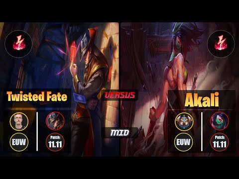 MagiFelix TWISTED FATE (Mid) [Electrocute] VS AKALI - Challenger EUW Patch 11.11