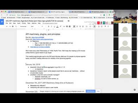 Kubernetes SIG API Machinery 20180103