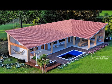 Casa de campo em L com 3 quartos - Comprar na Descrição  P341