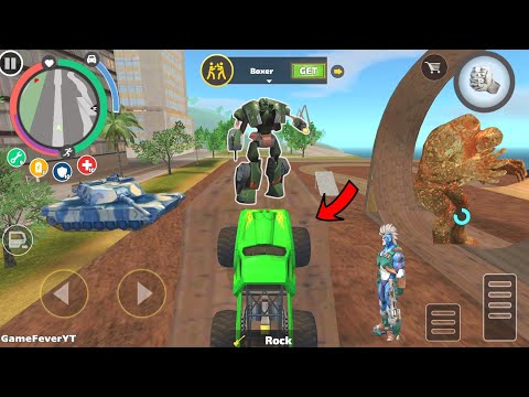 Rope Hero: Vice Town (Monster Truck Climb on Wood Round Stage) Truck on Feat Ground -  Gameplay HD