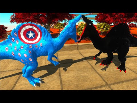 CAPTAIN AMERICA SPINOSAURUS vs DARK SPINOSAURUS - Animal Revolt Battle Simulator