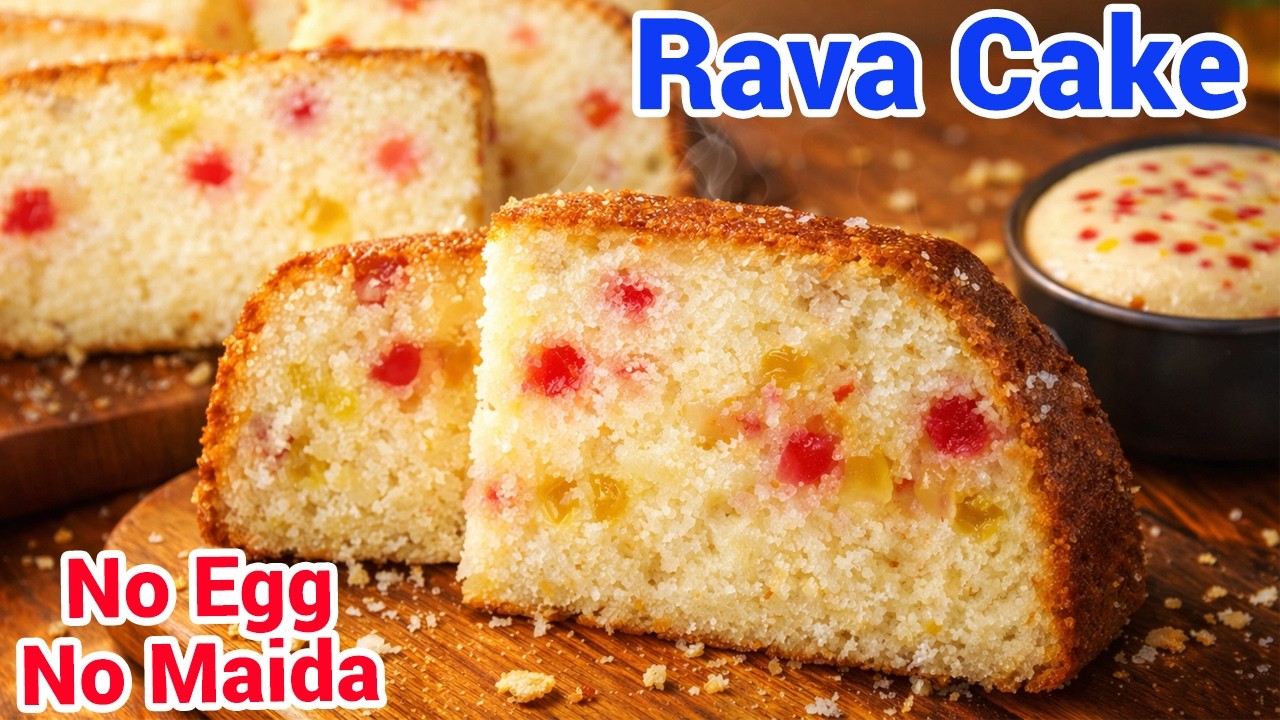 Eggless Rava Cake - Healthy Suji Cake | Suji Cake | Light & Healthy Tea Time Dessert