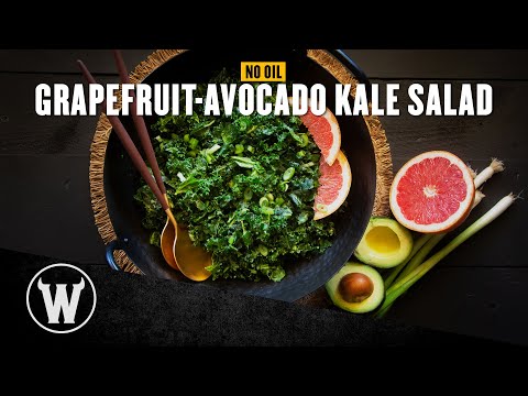No-Oil Kale Salad Massaged with Avocado and Fresh-Squeezed Grapefruit