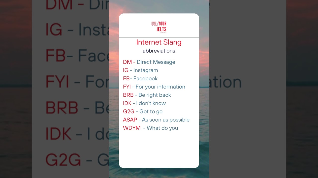 Internet Slang abbreviations #ielts #englishspeaking #english