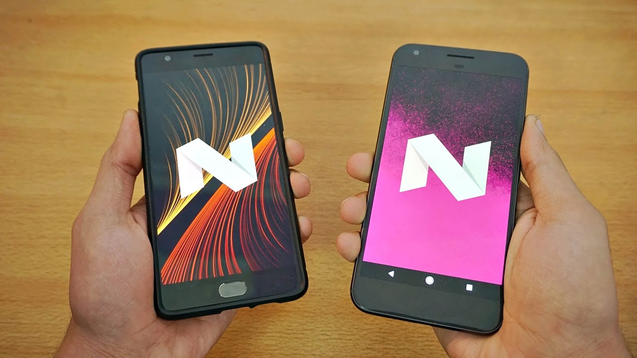 OnePlus 3T Android 7.0 Nougat vs Google Pixel XL Android 7.1.1 Nougat - Speed Test! (4K)