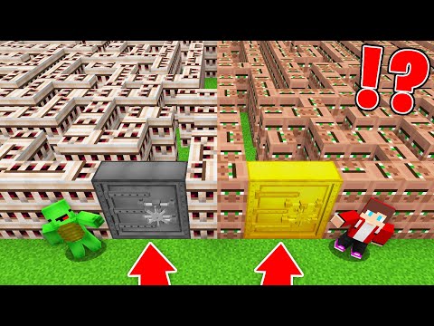 JJ and Mikey Discover Giant Maze: Golem vs Villager in Minecraft Maizen!