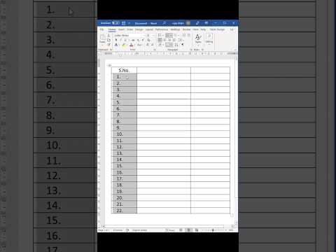How to Add Serial Number in Microsoft Word Table #shorts