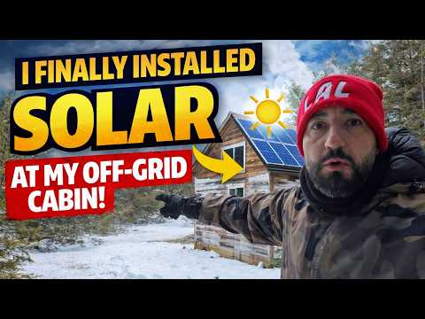 I FINALLY INSTALLED SOLAR AT MY OFF-GRID CABIN + UNBOXING MYSTERY BOX WITH MY WIFE!