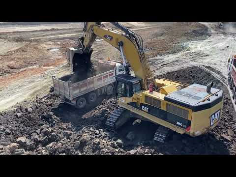Caterpillar 385C Excavator Loading Mercedes & MAN Trucks - Interkat SA