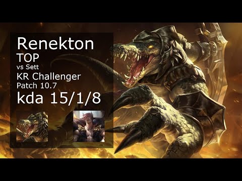 Renekton vs Sett Top - KR Challenger 15/1/8 Patch 10.7 Gameplay // [롤] 레넥톤 vs 세트 탑