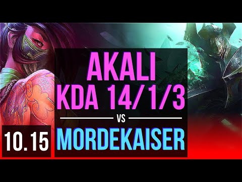 AKALI vs MORDEKAISER (TOP) | 2.4M mastery points, KDA 14/1/3, Triple Kill | KR Diamond | v10.15