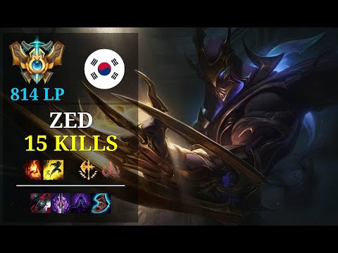 Zed Mid vs Galio - 15 kills - Zed99 KR Challenger (814 LP) Patch 10.21