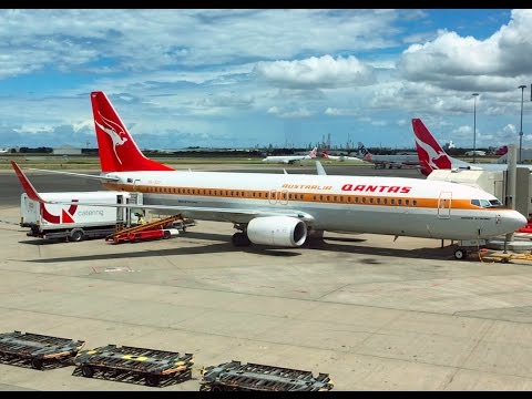 Qantas Business Class - B737-800 - "Retro Roo" - Brisbane to Sydney - Flight Report Video