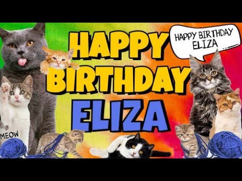 Happy Birthday Eliza! Crazy Cats Say Happy Birthday Eliza (Very Funny)