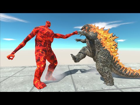 RED COLOSSAL TITAN VS GODZILLA 2021 DEATH FALL - Animal Revolt Battle Simulator