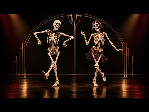 Dancing Skeletons Charleston Party 💀 Halloween Background for TV & Projector